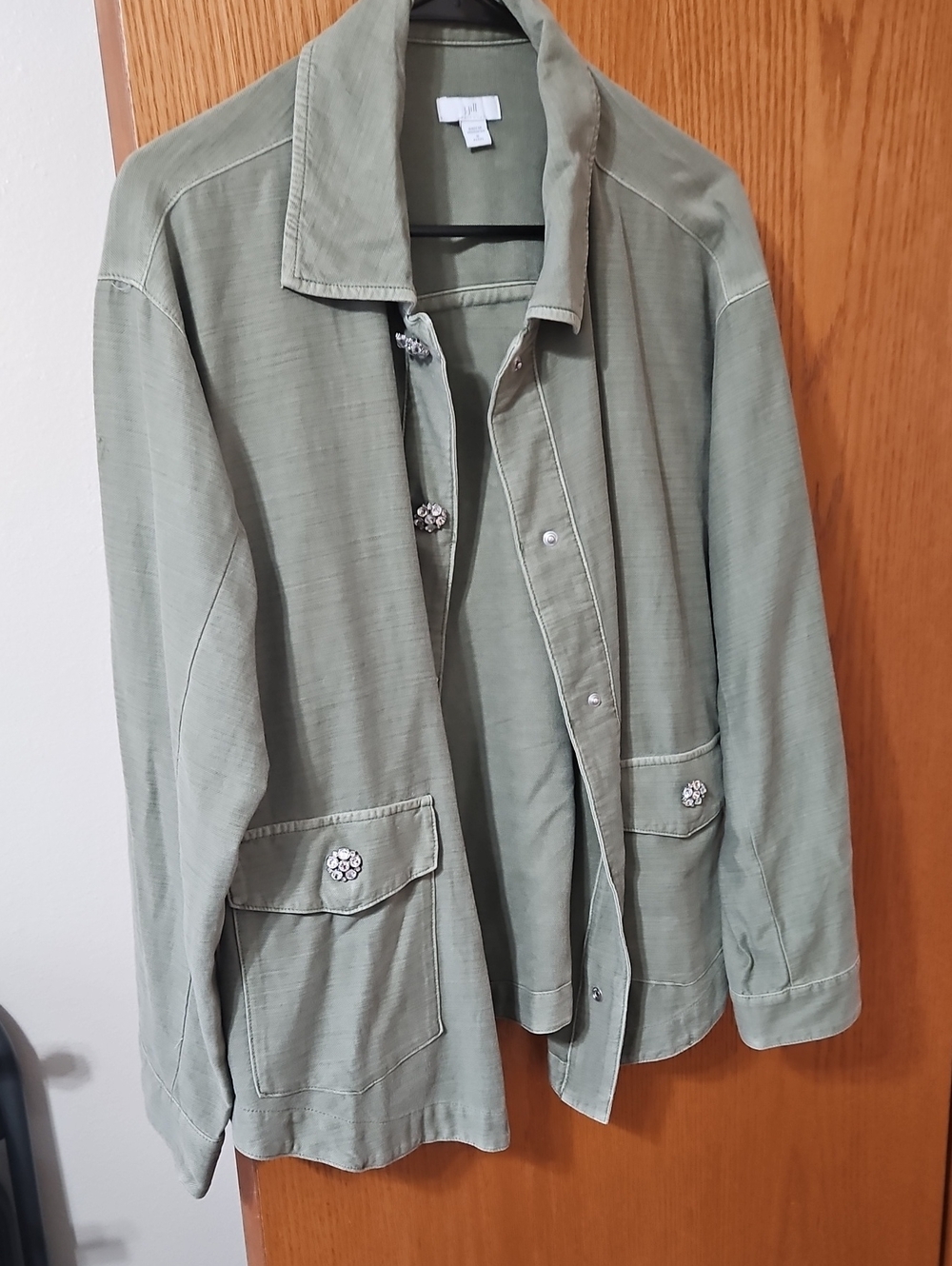 J. Jill Olive Green Military-Style Jacket with Decorative Buttons